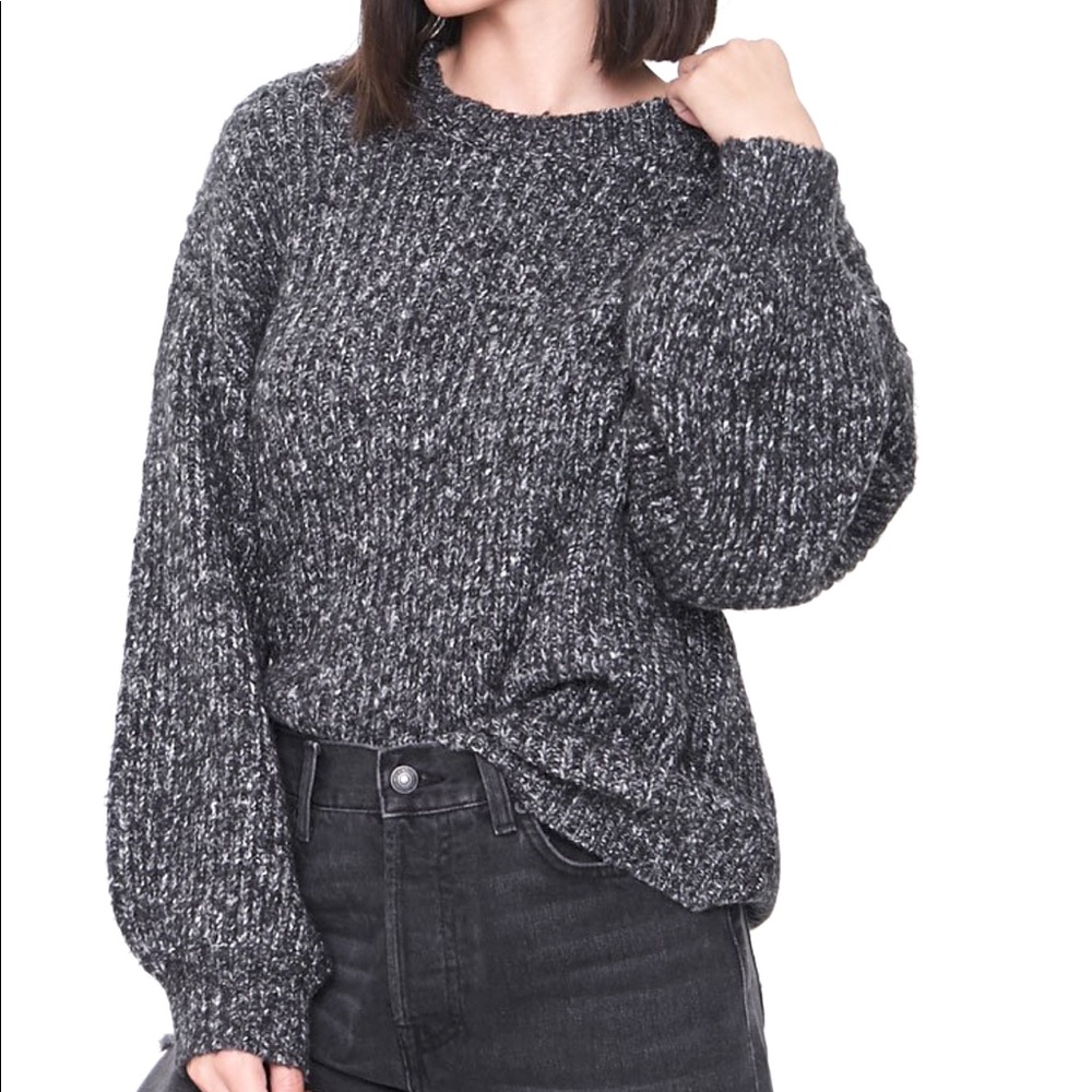 NWT Cozy Crewneck Ribbed Sweater Charcoal Gray